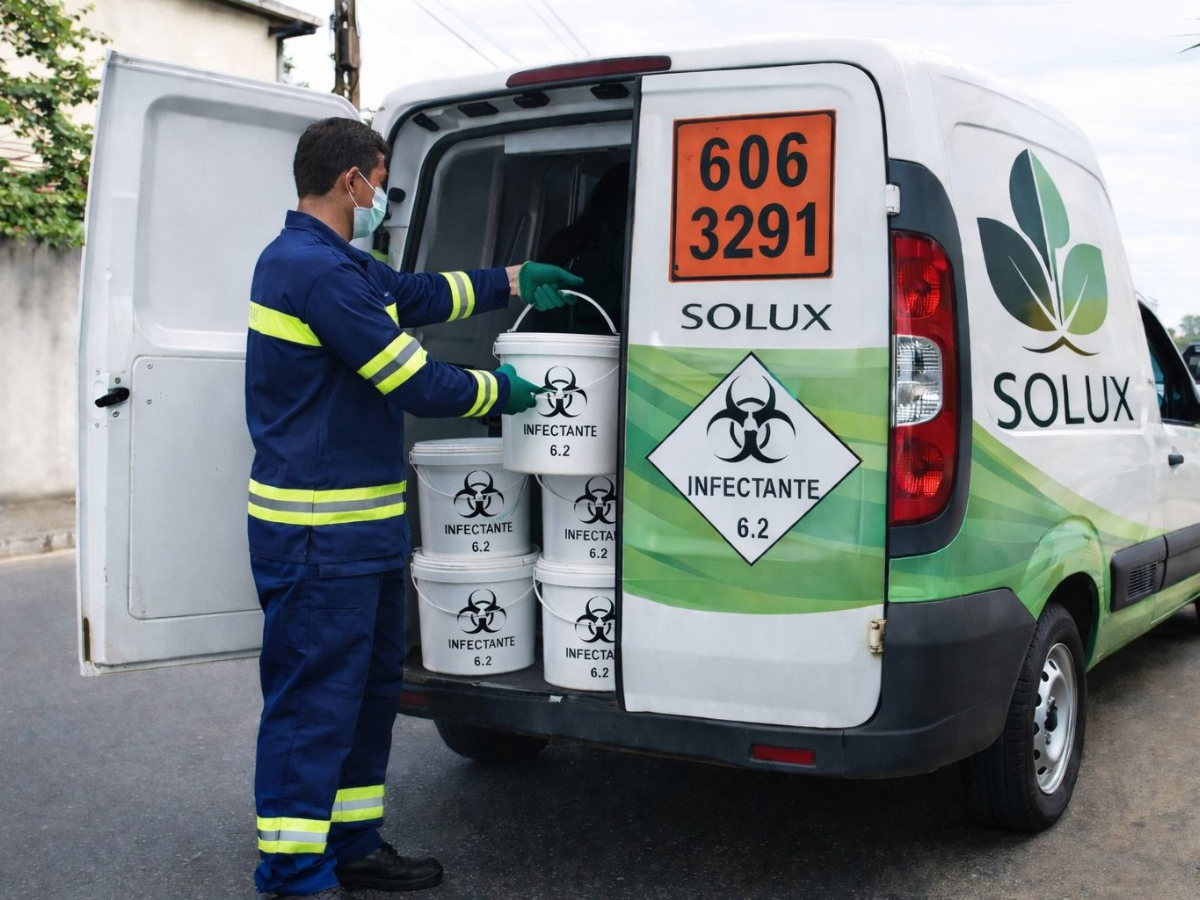 Equipe Solux coletando resíduos